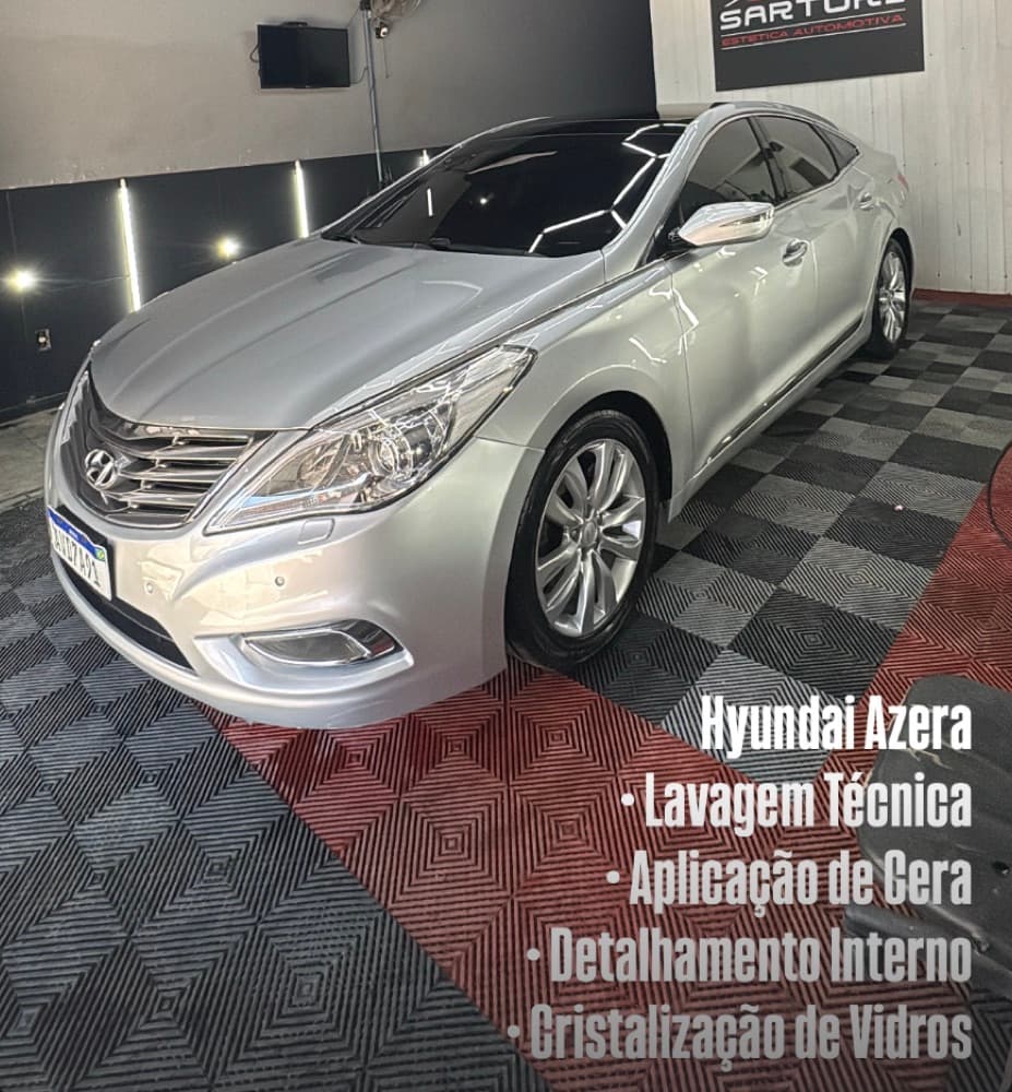 Hyundai Azera prata após lavagem técnica e cristalização
